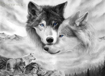 Фотообои De-Art Волки фреска